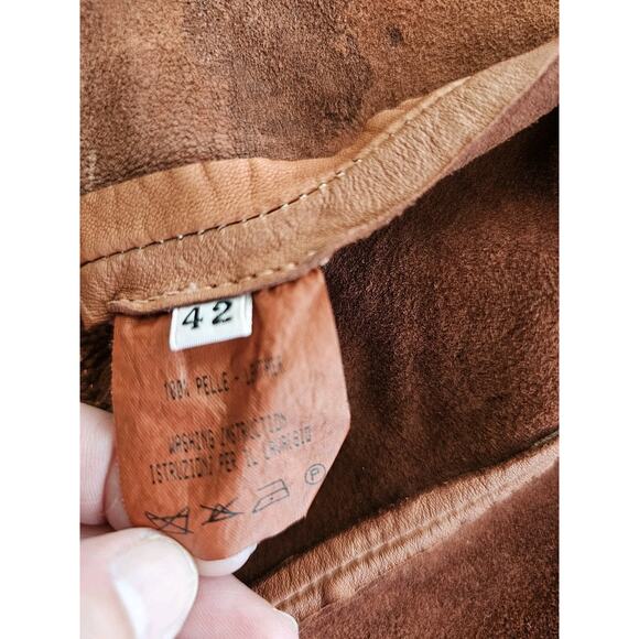 Collection Privee Pelle Leather Jacket Womens Size 42/6 Made In Italy Brown - Picture 11 of 16
